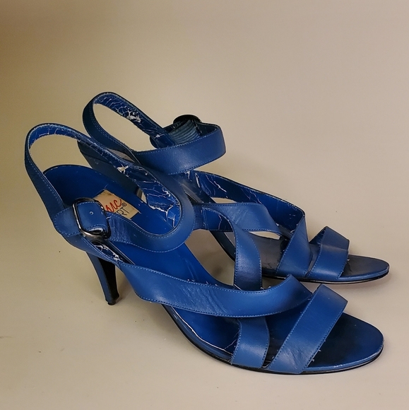 Vintage 70s Marc Alpert Blue Strappy Open Toe Disco Stiletto - Picture 14 of 14